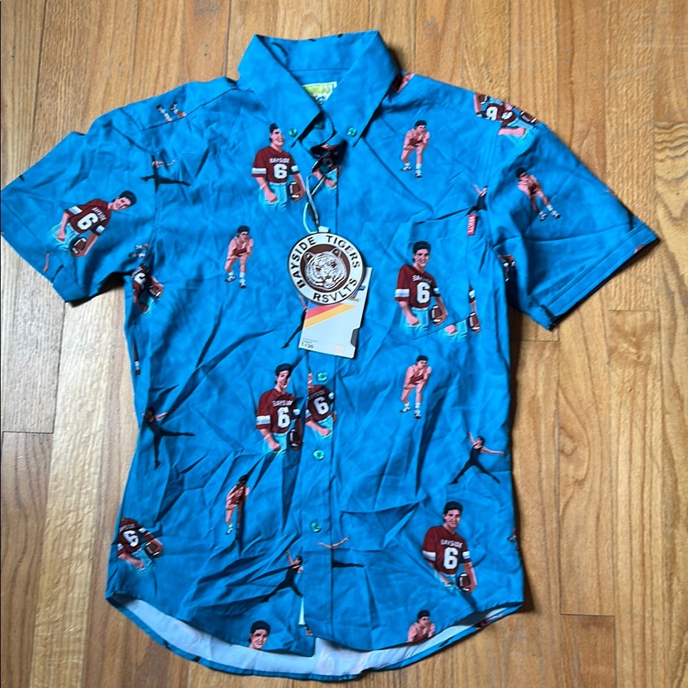 Rsvlt Blue AC Slater Saved by the bell Men's Short sleeve button down Shirt
